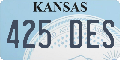 KS license plate 425DES