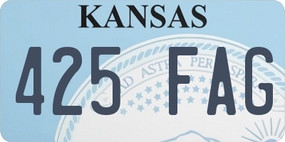 KS license plate 425FAG