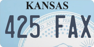 KS license plate 425FAX