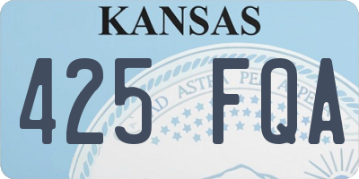 KS license plate 425FQA