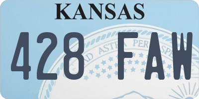 KS license plate 428FAW