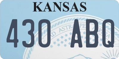 KS license plate 430ABQ