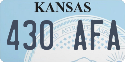 KS license plate 430AFA