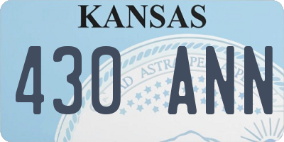 KS license plate 430ANN