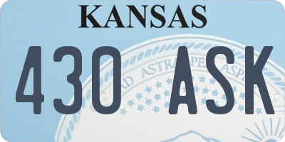 KS license plate 430ASK