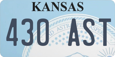 KS license plate 430AST