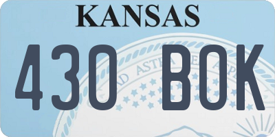 KS license plate 430BOK
