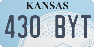 KS license plate 430BYT