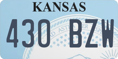 KS license plate 430BZW