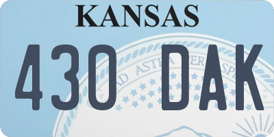 KS license plate 430DAK