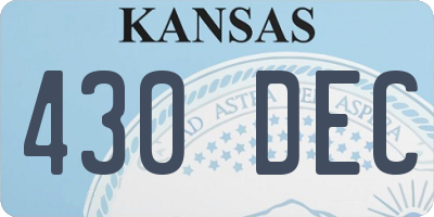 KS license plate 430DEC