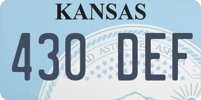 KS license plate 430DEF