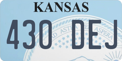 KS license plate 430DEJ