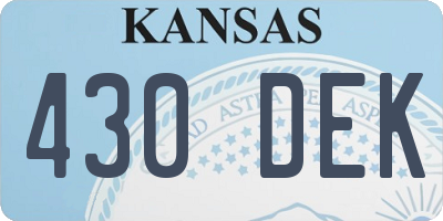 KS license plate 430DEK