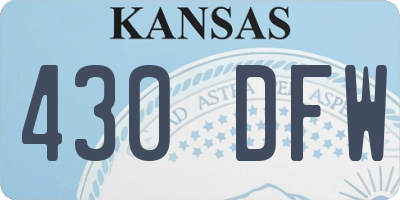KS license plate 430DFW