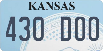 KS license plate 430DOO