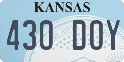 KS license plate 430DOY