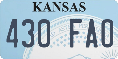 KS license plate 430FAO