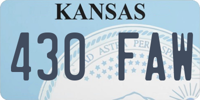 KS license plate 430FAW