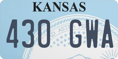 KS license plate 430GWA