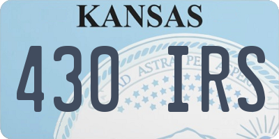 KS license plate 430IRS