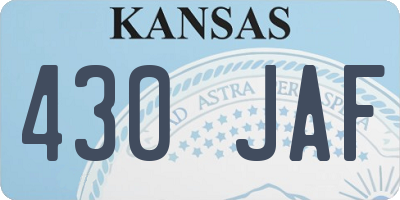 KS license plate 430JAF