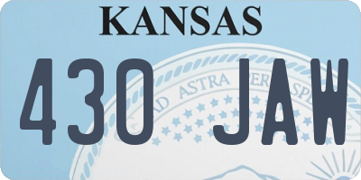 KS license plate 430JAW