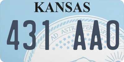 KS license plate 431AAO