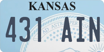 KS license plate 431AIN