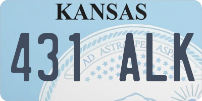 KS license plate 431ALK