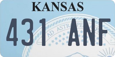 KS license plate 431ANF