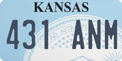KS license plate 431ANM