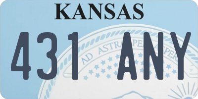 KS license plate 431ANY