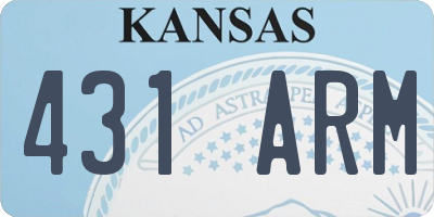 KS license plate 431ARM