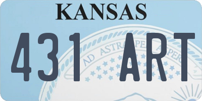 KS license plate 431ART