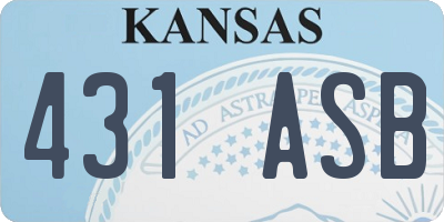 KS license plate 431ASB