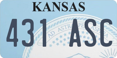 KS license plate 431ASC