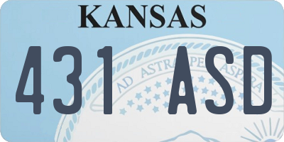 KS license plate 431ASD