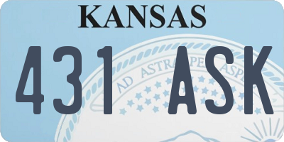 KS license plate 431ASK