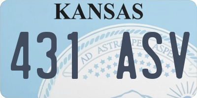 KS license plate 431ASV