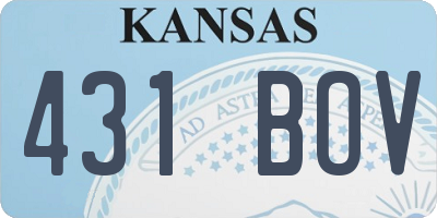 KS license plate 431BOV