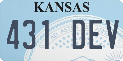 KS license plate 431DEV