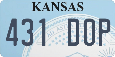 KS license plate 431DOP