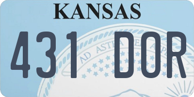 KS license plate 431DOR