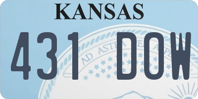 KS license plate 431DOW