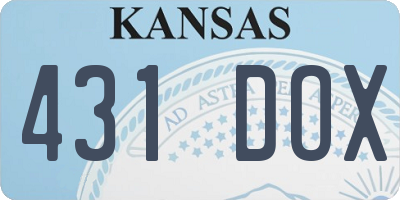 KS license plate 431DOX