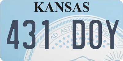 KS license plate 431DOY