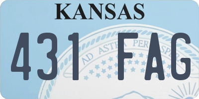 KS license plate 431FAG