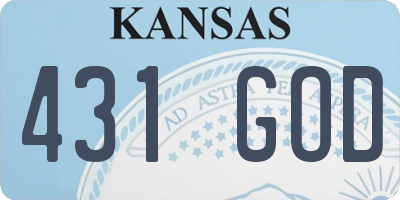 KS license plate 431GOD