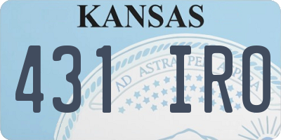 KS license plate 431IRO
